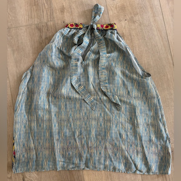 Anthropologie Bhanuni by Jyoti Halter Blouse Blue Beaded Embellished Top - Picture 3 of 7